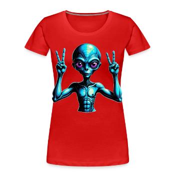 Futuristische außerirdische Friedenszeichen Illustration - Frauen Premium Bio T-Shirt - Rot - Vorne - Mia (176cm)