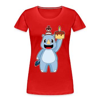 Gâteau d’anniversaire rhinocéros - T-shirt bio Premium Femme - rouge - Devant - Mia (176cm)