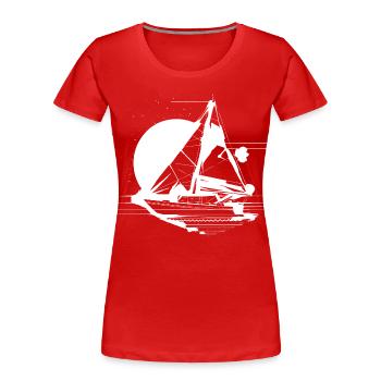 Croquis de voilier - T-shirt bio Premium Femme - rouge - Devant - Mia (176cm)