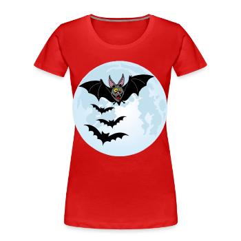 Chauves souris vampires et lune - T-shirt bio Premium Femme - rouge - Devant - Mia (176cm)