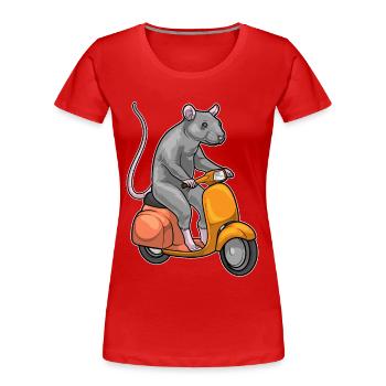 Trottinette Rat - T-shirt bio Premium Femme - rouge - Devant - Mia (176cm)