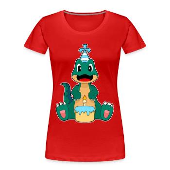Gâteau d’anniversaire dinosaure - T-shirt bio Premium Femme - rouge - Devant - Mia (176cm)