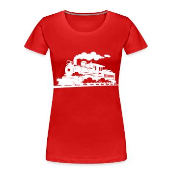 Dampflokomotive Grafik - Frauen Premium Bio T-Shirt - Rot - Vorne - Mia (176cm)