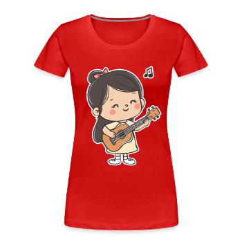 Ukulele Girl Grafik - Frauen Premium Bio T-Shirt - Rot - Vorne - Mia (176cm)