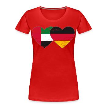 Émirats arabes unis Allemagne Cœur - T-shirt bio Premium Femme - rouge - Devant - Mia (176cm)