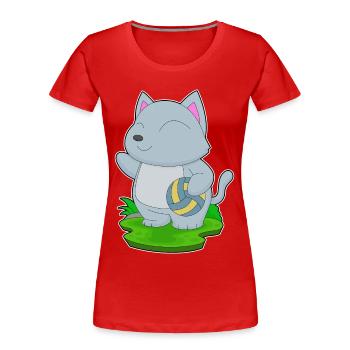 Chat Joueur de Volley-ball Volley-ball - T-shirt bio Premium Femme - rouge - Devant - Mia (176cm)