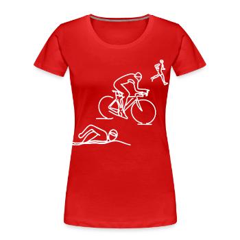 Natation Cyclisme Course à pied - T-shirt bio Premium Femme - rouge - Devant - Mia (176cm)