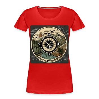 Folge dem Weg Kompass Berge Motivation - Frauen Premium Bio T-Shirt - Rot - Vorne - Mia (176cm)