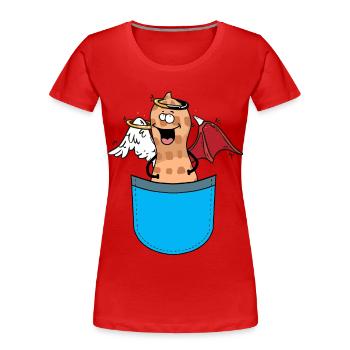 Erdnuss Engelch Teufelchin okkult spirituell - Frauen Premium Bio T-Shirt - Rot - Vorne - Mia (176cm)