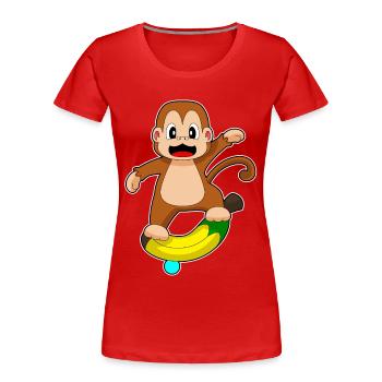 Banane Singe - T-shirt bio Premium Femme - rouge - Devant - Mia (176cm)