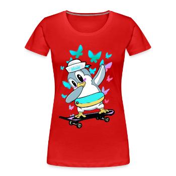 Pinguin Kind Kinder Baby Kleinkind - Frauen Premium Bio T-Shirt - Rot - Vorne - Mia (176cm)