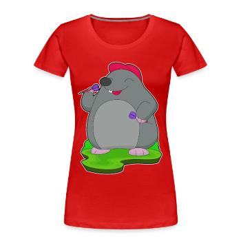 Maulwurf Dart Dartpfeil - Frauen Premium Bio T-Shirt - Rot - Vorne - Mia (176cm)