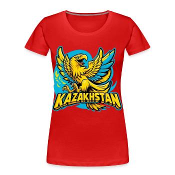 Kasachstan Adler Wappen Emblem Flagge Geschenk - Frauen Premium Bio T-Shirt - Rot - Vorne - Mia (176cm)