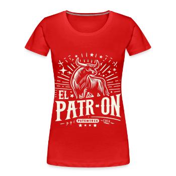 El PatrOn Bull Logo - Women's Premium Organic T-Shirt - red - Front - Mia (176cm)