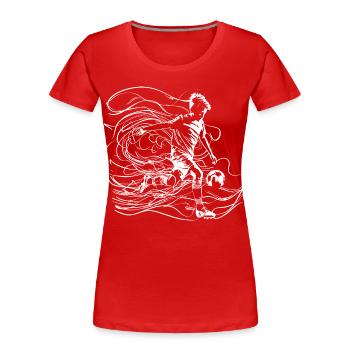 Fußball Junge Zeichnung - Frauen Premium Bio T-Shirt - Rot - Vorne - Mia (176cm)