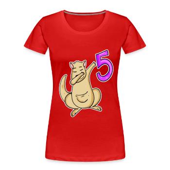 5. Geburtstag Motiv Känguru - 5 jahre - Frauen Premium Bio T-Shirt - Rot - Vorne - Mia (176cm)