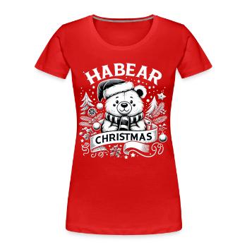 Habear Weihnachten Bär Schal süß Geschenk - Frauen Premium Bio T-Shirt - Rot - Vorne - Mia (176cm)