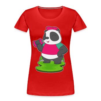 Panda Bodybuilder Dumbbell Bodybuilding - Women's Premium Organic T-Shirt - red - Front - Mia (176cm)