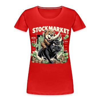 Stock Market Stock Market Bull Bull Bear Profit Gift - Women's Premium Organic T-Shirt - red - Front - Mia (176cm)