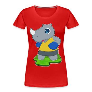 Nashorn Boxer Boxhandschuhe Boxen - Frauen Premium Bio T-Shirt - Rot - Vorne - Mia (176cm)