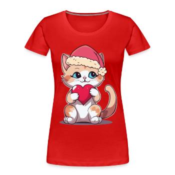 Weihnachten Haustiere Haustier Katze Katzen - Frauen Premium Bio T-Shirt - Rot - Vorne - Mia (176cm)
