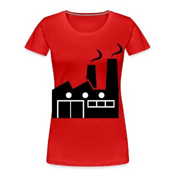 Abstract geometric line art of a factory - Women's Premium Organic T-Shirt - red - Front - Mia (176cm)