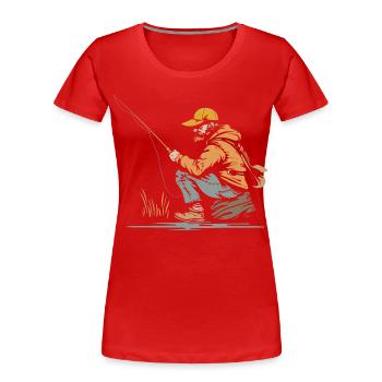 Graphiques de pêcheur - T-shirt bio Premium Femme - rouge - Devant - Mia (176cm)