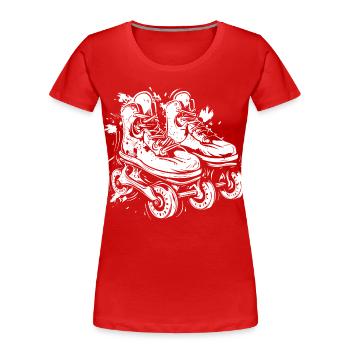 Rollerskates Skizze - Frauen Premium Bio T-Shirt - Rot - Vorne - Mia (176cm)