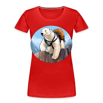 Polar Bear Hiking / Mountaineer Polar Bear - Women's Premium Organic T-Shirt - red - Front - Mia (176cm)