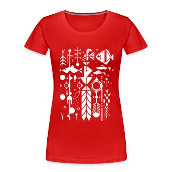 Fischerei Silhouette - Frauen Premium Bio T-Shirt - Rot - Vorne - Mia (176cm)