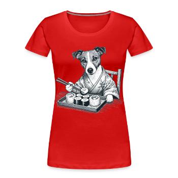 Sushi Jack Russell Terrier Maki Kimono Gift - Women's Premium Organic T-Shirt - red - Front - Mia (176cm)