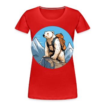 Polar Bear Mountaineer / Hiking Polar Bear - Women's Premium Organic T-Shirt - red - Front - Mia (176cm)