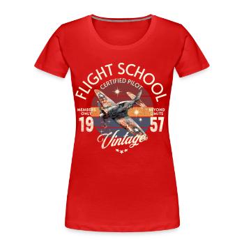 Flugschule Vintage Certified Pilot Flugzeug 1957 - Frauen Premium Bio T-Shirt - Rot - Vorne - Mia (176cm)