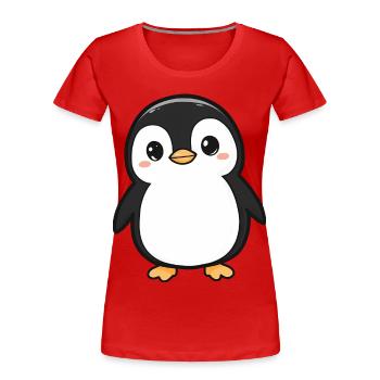 Niedlicher entzückender Pinguin - Charmantes Cartoon-Design - Frauen Premium Bio T-Shirt - Rot - Vorne - Mia (176cm)
