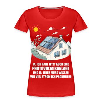 Photovoltaikanlage, Solarstrom, Sonnenenergie - Frauen Premium Bio T-Shirt - Rot - Vorne - Mia (176cm)