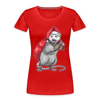 Beutelratte Weihnachten Weihnachtssack - Frauen Premium Bio T-Shirt - Rot - Vorne - Mia (176cm)