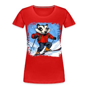 Dachse Ski / Skier Badger - Women's Premium Organic T-Shirt - red - Front - Mia (176cm)