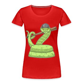 Snake Baseball Baseball Bat - Women's Premium Organic T-Shirt - red - Front - Mia (176cm)