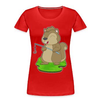 Pêche à la canne à pêche Squirrel Angler - T-shirt bio Premium Femme - rouge - Devant - Mia (176cm)