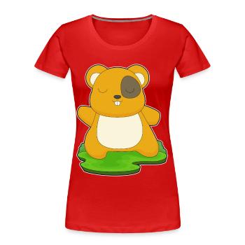 Hamster Yoga Fitness Gymnastik - Frauen Premium Bio T-Shirt - Rot - Vorne - Mia (176cm)