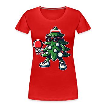 Tischtennis Weihnachtsbaum Kostüm Tannenbaum - Frauen Premium Bio T-Shirt - Rot - Vorne - Mia (176cm)