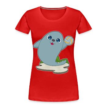 Seal Volleyball Player Volleyball - Women's Premium Organic T-Shirt - red - Front - Mia (176cm)