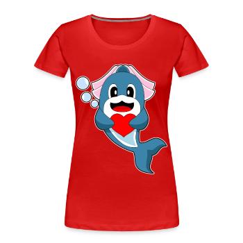 Dauphin Mariée Coeur Mariage - T-shirt bio Premium Femme - rouge - Devant - Mia (176cm)