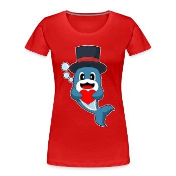 Dauphin Marié Coeur Mariage - T-shirt bio Premium Femme - rouge - Devant - Mia (176cm)