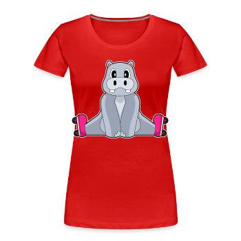 Hippopotamus Patins en ligne - T-shirt bio Premium Femme - rouge - Devant - Mia (176cm)