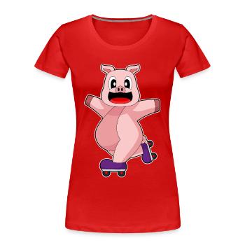 Pig Patins en ligne - T-shirt bio Premium Femme - rouge - Devant - Mia (176cm)
