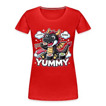 Drache Maki Sushi Yummy Kawaii Geschenk - Frauen Premium Bio T-Shirt - Rot - Vorne - Mia (176cm)