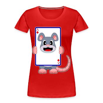 Maus Poker Pokerkarten - Frauen Premium Bio T-Shirt - Rot - Vorne - Mia (176cm)