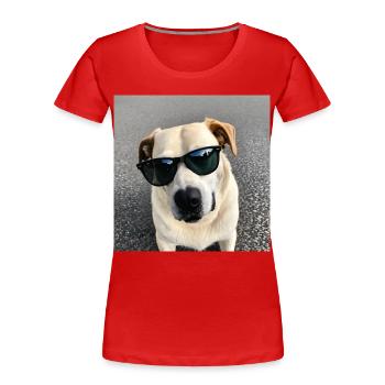 Hund mit Sonnenbrille - Frauen Premium Bio T-Shirt - Rot - Vorne - Mia (176cm)
