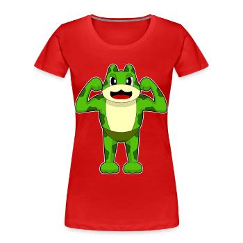 Frosch Bodybuilder Bodybuilding Sport - Frauen Premium Bio T-Shirt - Rot - Vorne - Mia (176cm)